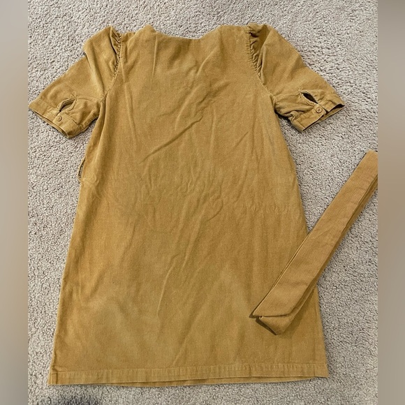 SHEIN V-neck Puff Sleeve Belted Tan/ Brown Mini Dress - Picture 9 of 9